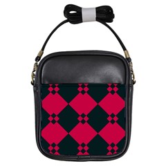 Black Pink Shapes Pattern			girls Sling Bag by LalyLauraFLM