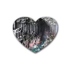 Fingals Cave Rubber Coaster (heart)  by trendistuff