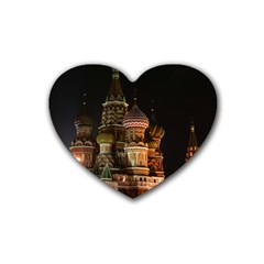 St Basil s Cathedral Rubber Coaster (heart)  by trendistuff