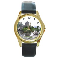 Scotland Eilean Donan Round Gold Metal Watches by trendistuff