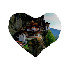 Paro Taktsang Standard 16  Premium Flano Heart Shape Cushions