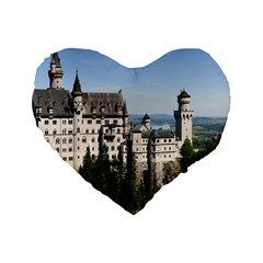 Neuschwanstein Castle 2 Standard 16  Premium Flano Heart Shape Cushions by trendistuff