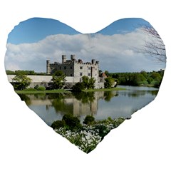 Leeds Castle Large 19  Premium Flano Heart Shape Cushions