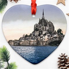 Le Mont St Michel 2 Heart Ornament (2 Sides) by trendistuff