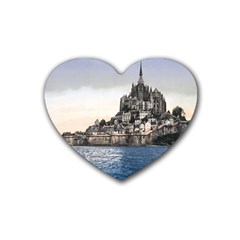 Le Mont St Michel 2 Rubber Coaster (heart)  by trendistuff