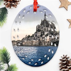 Le Mont St Michel 2 Ornament (oval Filigree)  by trendistuff