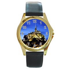 Le Mont St Michel 1 Round Gold Metal Watches by trendistuff