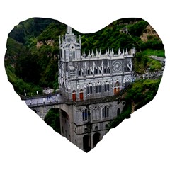 Las Lajas Sanctuary 2 Large 19  Premium Flano Heart Shape Cushions