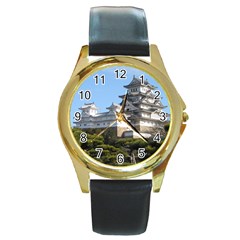 Himeji Castle Round Gold Metal Watches by trendistuff