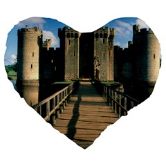 Bodiam Castle Large 19  Premium Heart Shape Cushions by trendistuff