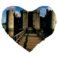 Bodiam Castle Large 19  Premium Flano Heart Shape Cushions