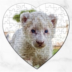 White Lion Cub Jigsaw Puzzle (heart) by trendistuff