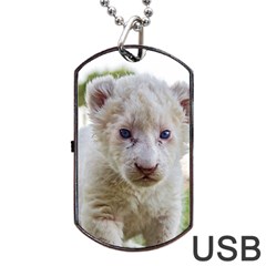 White Lion Cub Dog Tag Usb Flash (one Side)