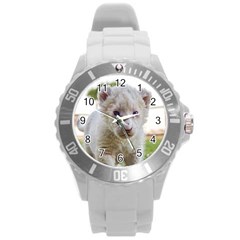 White Lion Cub Round Plastic Sport Watch (l) by trendistuff