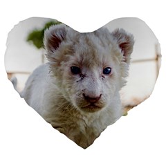 White Lion Cub Large 19  Premium Heart Shape Cushions