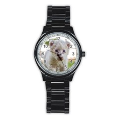 White Lion Cub Stainless Steel Round Watches