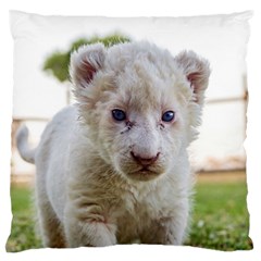 White Lion Cub Large Flano Cushion Cases (one Side)  by trendistuff