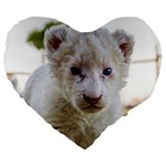 WHITE LION CUB Large 19  Premium Flano Heart Shape Cushions Front