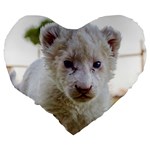 WHITE LION CUB Large 19  Premium Flano Heart Shape Cushions Back