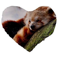 Red Panda Large 19  Premium Flano Heart Shape Cushions