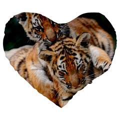 Baby Tigers Large 19  Premium Heart Shape Cushions by trendistuff