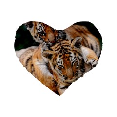 Baby Tigers Standard 16  Premium Flano Heart Shape Cushions