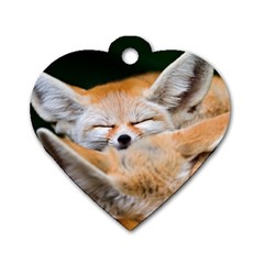 Baby Fox Sleeping Dog Tag Heart (one Side) by trendistuff