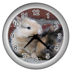 Small Baby Rabbits Wall Clocks (silver)  by trendistuff