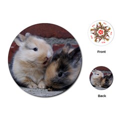 Small Baby Rabbits Playing Cards (round)  by trendistuff