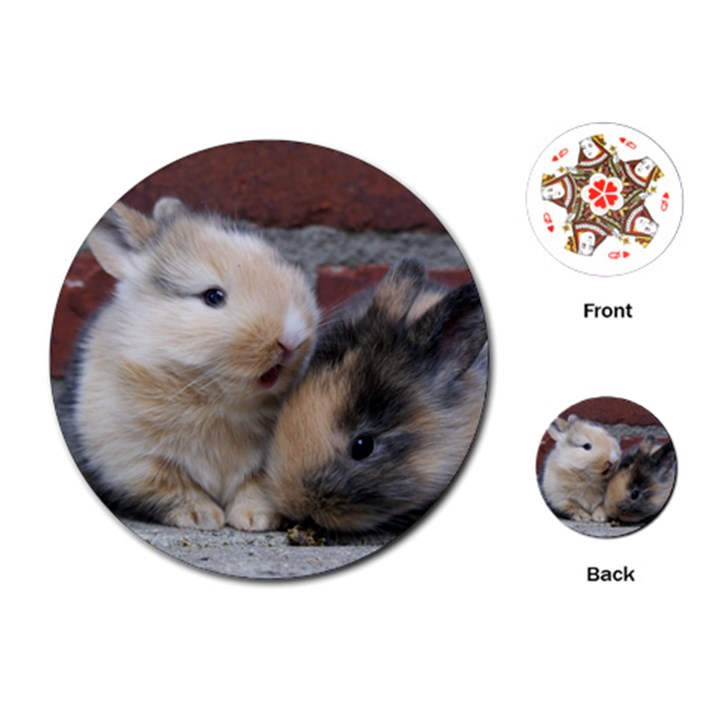 SMALL BABY RABBITS Playing Cards (Round) 