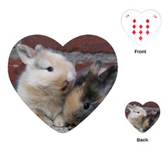 Small Baby Rabbits Playing Cards (heart)  by trendistuff