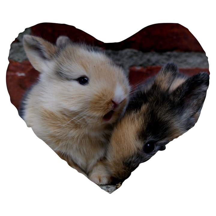 SMALL BABY RABBITS Large 19  Premium Heart Shape Cushions