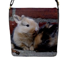 Small Baby Rabbits Flap Messenger Bag (l)  by trendistuff