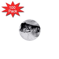 Sleepy Kitty 1  Mini Buttons (100 Pack)  by trendistuff