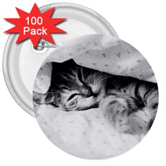 Sleepy Kitty 3  Buttons (100 Pack)  by trendistuff