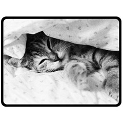 Sleepy Kitty Double Sided Fleece Blanket (large)  by trendistuff