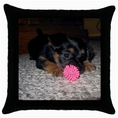 PUPPY WITH A CHEW TOY Throw Pillow Cases (Black)