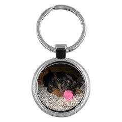 Puppy With A Chew Toy Key Chains (round)  by trendistuff