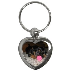 PUPPY WITH A CHEW TOY Key Chains (Heart) 