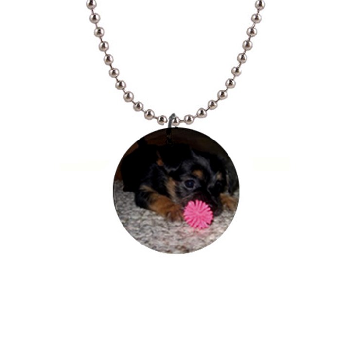 PUPPY WITH A CHEW TOY Button Necklaces