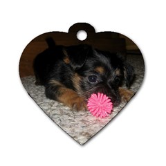 Puppy With A Chew Toy Dog Tag Heart (one Side) by trendistuff