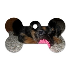 Puppy With A Chew Toy Dog Tag Bone (two Sides) by trendistuff