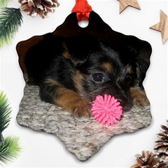 PUPPY WITH A CHEW TOY Snowflake Ornament (2-Side)