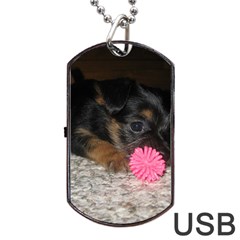 Puppy With A Chew Toy Dog Tag Usb Flash (one Side)