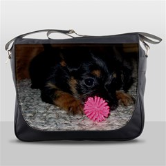 PUPPY WITH A CHEW TOY Messenger Bags