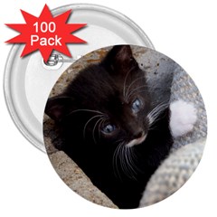 Pretty Blue-eyed Kitty 3  Buttons (100 Pack) 