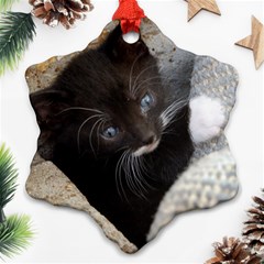 Pretty Blue-eyed Kitty Snowflake Ornament (2-side)