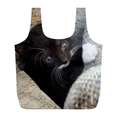 Pretty Blue-eyed Kitty Full Print Recycle Bags (l)  by trendistuff