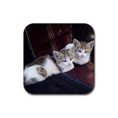 Kitty Twins Rubber Coaster (square)  by trendistuff