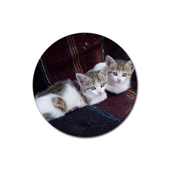 Kitty Twins Rubber Coaster (round)  by trendistuff